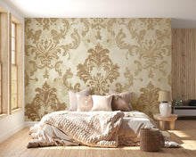 Load image into Gallery viewer, Victorian Beige Damask Wallpaper Mural – Elegant Neutral Wall Art – Baroque Style Bedroom Accent – Classic Vintage Decor – Stylish Home Gift