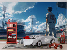 Load image into Gallery viewer, Anime Baseball Stadium Wall Mural – Gift for Baseball Lover – Boys Sports Room Decor – Personalized Wallpaper for Teen Athletes