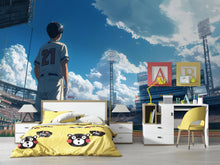 Load image into Gallery viewer, Anime Baseball Stadium Wall Mural – Gift for Baseball Lover – Boys Sports Room Decor – Personalized Wallpaper for Teen Athletes