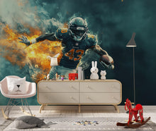 Load image into Gallery viewer, American Football Wall Mural – Teen Boy Room Decor – Sports Gift for Football Fan – Peel and Stick or Non-Woven Custom Wallpaper