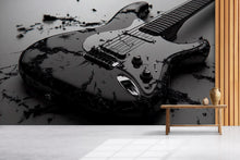 Load image into Gallery viewer, Black Electric Guitar Wall Mural – Rock Music Room Decor – Gift for Guitar Lovers – Music Studio Wallpaper – Cool Teen Room Mural