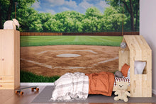 Load image into Gallery viewer, Baseball Field Wall Mural – Sports Room Decor for Boys – Gift for Baseball Fans – Little League Bedroom Wallpaper – Kids Sports Wall Art