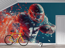 Load image into Gallery viewer, American Football Wall Mural – Boy’s Sports Room Decor – Gift for Football Fans – Quarterback Action Wallpaper – Game Day Room Art