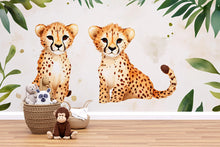 Load image into Gallery viewer, Cheetah Baby Wall Mural – Jungle Safari Nursery Decor – Animal Wallpaper for Baby Room – Baby Shower Gift – Cute Safari Wall Art