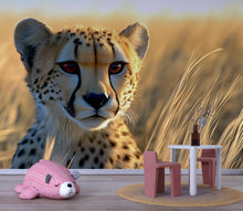 Load image into Gallery viewer, Cheetah Portrait Wall Mural – Safari Baby Nursery Wallpaper – Wildlife Jungle Decor – Baby Shower Gift – Gender Neutral Animal Art