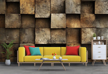 Load image into Gallery viewer, 3D Texture Block Stone Wallpaper for Walls – Rustic Modern Faux Stone Wall Mural – Industrial Textured Wallpaper for Living Room Office