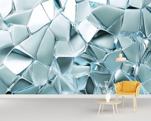 Load image into Gallery viewer, 3D Ice Texture Wallpaper Mural for Walls | Modern Abstract Blue Cracked Glass Look Wall Art | Cool Textured Wall Decor for Bedroom