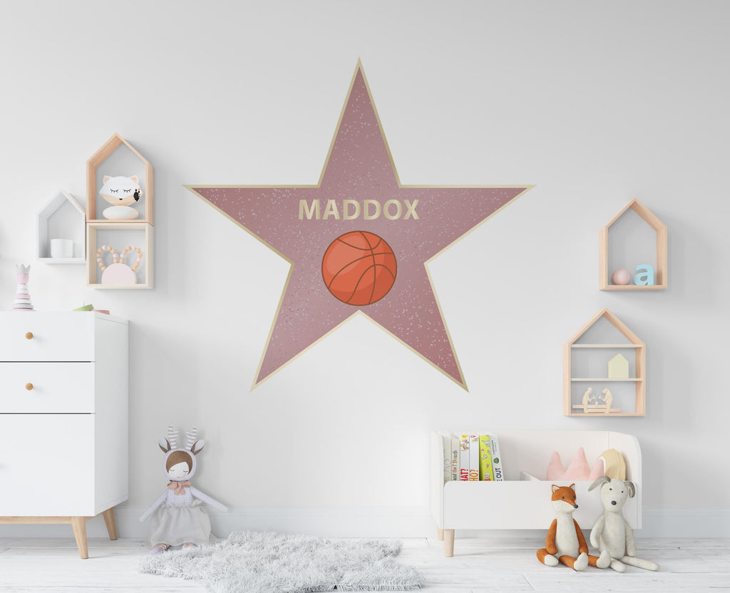 Basketball Walk Of Fame Hollywood Celebrity wall Sticker Star Personalized Name Decal Movie Wall Stickers Art Movie gift wall decor 731RS