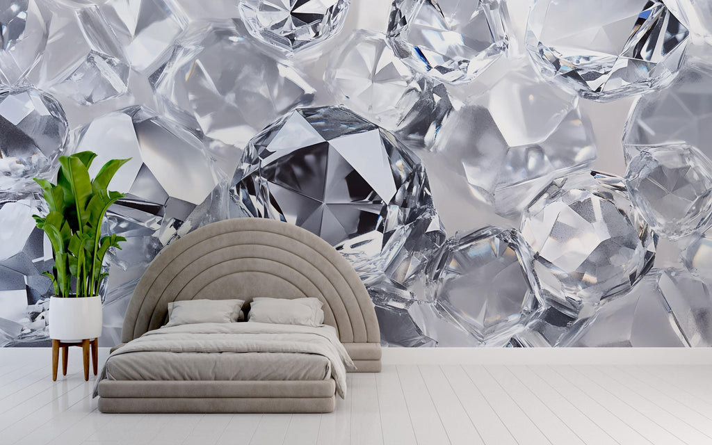 3D Diamond Wall Mural – Glam Crystal Gem Wallpaper – Luxury Decor Gift for Stylish Homes – Birthday or Holiday Sparkle Accent