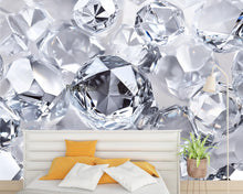Load image into Gallery viewer, 3D Diamond Wall Mural – Glam Crystal Gem Wallpaper – Luxury Decor Gift for Stylish Homes – Birthday or Holiday Sparkle Accent