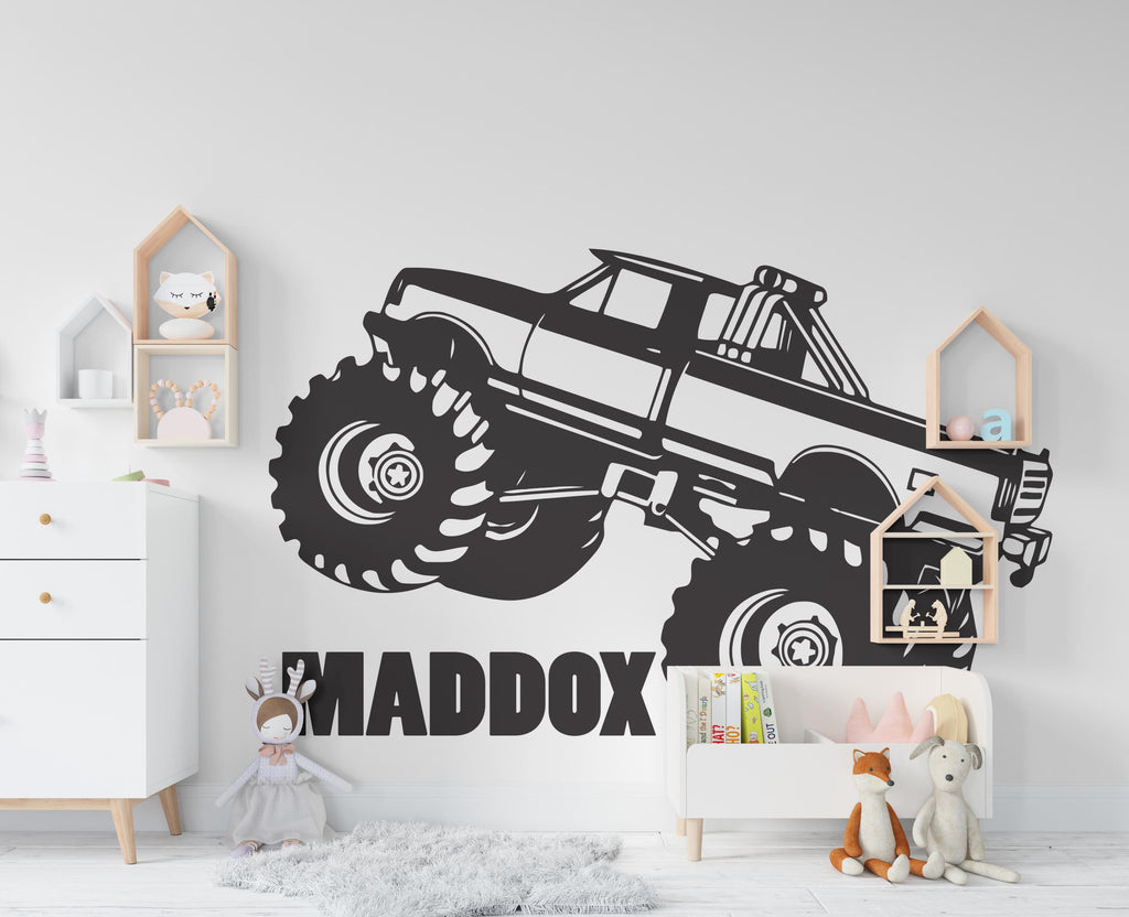 Monster Truck Vinyl Wall Decal, Nursery Car Sticker