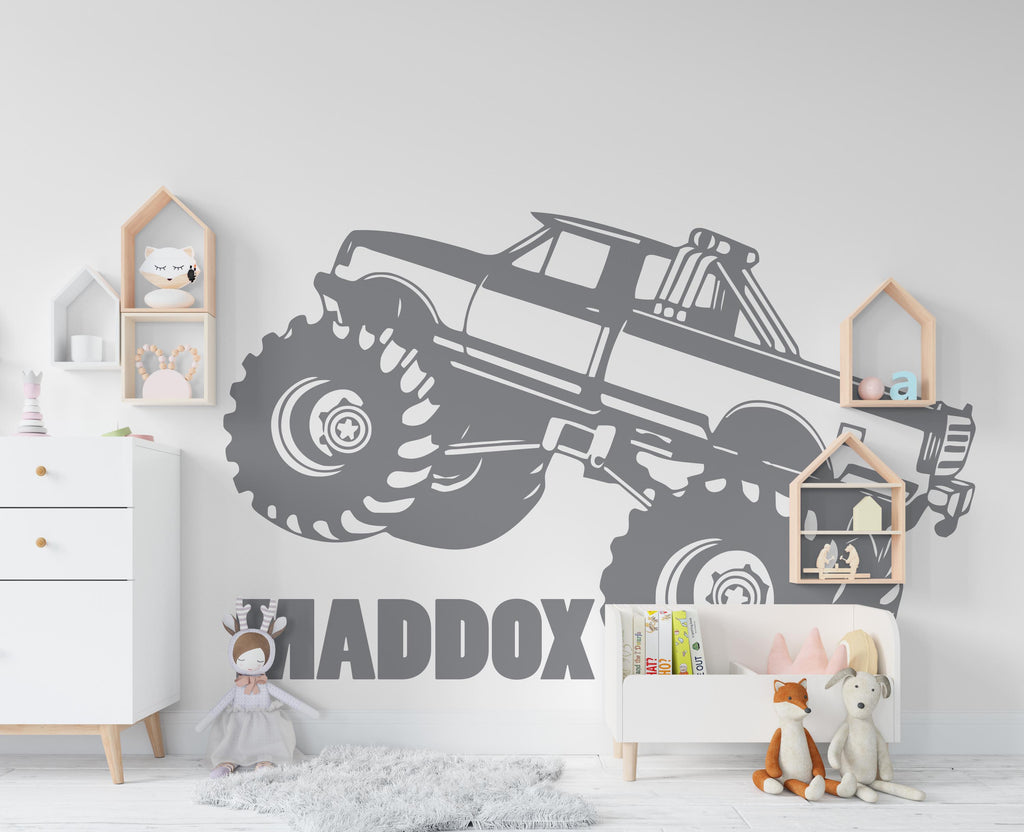Monster Truck Vinyl Wall Decal, Nursery Car Sticker