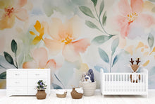 Load image into Gallery viewer, Watercolor Swing Girl Nursery Mural – Whimsical Baby Room Decor – Birthday or Holiday Baby Gift for Nursery or Kids Room