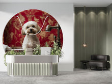 Load image into Gallery viewer, Dog Grooming Salon Wall Mural – Cute Wet Dog Wallpaper for Pet Spa Decor, Dog Wash Station, Pet Salon Backdrop, Custom Size Available