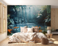 Load image into Gallery viewer, 3D Waterfall Koi Pond Bedroom Mural - Tranquil Nature Wall Art - Modern Home Decor for Relaxation - Stylish Gift for Birthday or Holidays