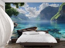 Load image into Gallery viewer, 3D Coastal Boat Bedroom Mural - Modern Tranquil Wall Art - Serene Nature Decor - Stylish Gift for Birthday or Holidays