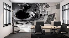 Load image into Gallery viewer, 3D Black and White Tunnel Mural - Modern Abstract Office Decor - Stylish Wall Art for Creative Spaces - Unique Birthday or Holiday Gift