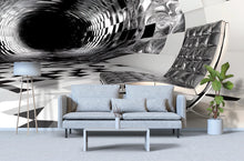 Load image into Gallery viewer, 3D Black and White Tunnel Mural - Modern Abstract Office Decor - Stylish Wall Art for Creative Spaces - Unique Birthday or Holiday Gift