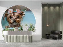 Load image into Gallery viewer, Yorkie Dog Grooming Spa Wallpaper With Cute Floral Bath Scene | Pet Salon Wall Mural For Groomers Pretty Dog Decor Gift For Grooming Studio