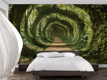 Load image into Gallery viewer, 3D Forest Tunnel Bedroom Mural - Modern Nature Wall Art - Immersive Green Decor - Stylish Gift for Birthdays or Holidays