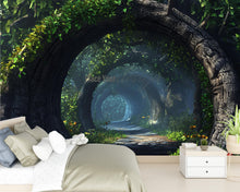 Load image into Gallery viewer, 3D Enchanted Forest Tunnel Mural - Modern Nature Bedroom Wall Art - Dreamy &amp; Stylish Decor - Unique Gift for Birthdays or Holidays