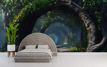 Load image into Gallery viewer, 3D Enchanted Forest Tunnel Mural - Modern Nature Bedroom Wall Art - Dreamy &amp; Stylish Decor - Unique Gift for Birthdays or Holidays
