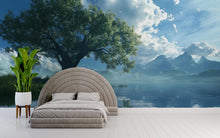 Load image into Gallery viewer, 3D Serene Lake and Mountain Bedroom Mural - Modern Nature Wall Art - Stylish &amp; Relaxing Home Decor - Unique Gift for Birthdays