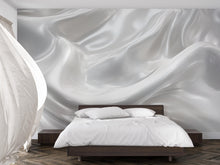 Load image into Gallery viewer, 3D Silky Silver Wave Bedroom Mural - Modern Luxury Wall Art - Elegant Statement Decor - Stylish Gift for Birthdays or Holidays