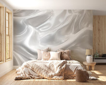 Load image into Gallery viewer, 3D Silky Silver Wave Bedroom Mural - Modern Luxury Wall Art - Elegant Statement Decor - Stylish Gift for Birthdays or Holidays