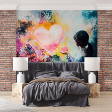 Load image into Gallery viewer, Romantic Girl Heart Wall Art – Abstract Colorful Bedroom Painting Vn015