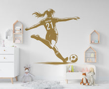 Load image into Gallery viewer, Large Custom Name Soccer Girl wall decal Sport Wall Decal Kids Decal Personalized Gifts wall Vinyl Wall Sticker Boy Room 742RS