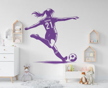 Load image into Gallery viewer, Large Custom Name Soccer Girl wall decal Sport Wall Decal Kids Decal Personalized Gifts wall Vinyl Wall Sticker Boy Room 742RS
