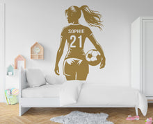 Load image into Gallery viewer, Large Custom Name Soccer Girl wall decal Sport Wall Decal Kids Decal Personalized Gifts wall Vinyl Wall Sticker Boy Room 743RS