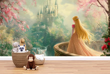 Load image into Gallery viewer, Princess Castle Wall Mural – Fairytale Girl Room Decor, Fantasy Castle Wallpaper for Nursery or Kids Room Vn092