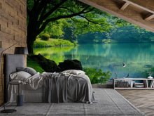 Load image into Gallery viewer, 3D Forest Lake Wallpaper Mural For Bedroom Or Living Room | Tranquil Nature Wall Art With Tree Reflection | Stylish Landscape Decor Gift