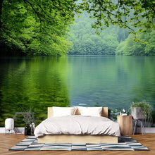 Load image into Gallery viewer, Green Forest Lake 3D Wallpaper Mural For Bedroom Or Living Room | Nature Wall Art With Calm Water View | Stylish Landscape Decor Gift