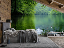 Load image into Gallery viewer, Green Forest Lake 3D Wallpaper Mural For Bedroom Or Living Room | Nature Wall Art With Calm Water View | Stylish Landscape Decor Gift
