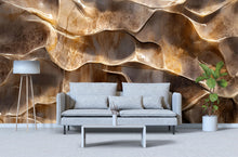 Load image into Gallery viewer, 3D Textured Golden Brown Abstract Wall Mural - Modern Luxury Wall Art - Stylish Home Decor Gift for Birthdays, Holidays