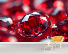 Load image into Gallery viewer, 3D Red Gemstone Wall Mural - Luxury Modern Wall Art - Stylish Statement Decor for Birthdays, Holidays, or Fashion Home