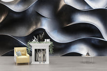 Load image into Gallery viewer, 3D Black Wavy Texture Wall Mural - Modern Luxury Wall Art - Stylish Home Decor for Birthdays, Holidays, or Gifts