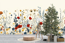 Load image into Gallery viewer, Modern Floral Wall Mural – Colorful Wildflower Wallpaper – Botanical Art Print for Living Room, Nursery or Office Decor Vn210
