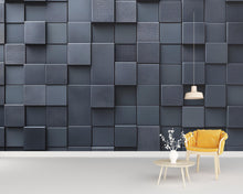 Load image into Gallery viewer, Modern 3D Black Wall Art | Geometric Textured Panel Mural | Minimalist Dark Accent Wall Decor Vn230