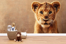 Load image into Gallery viewer, Lion Cub Wall Mural for Kids Room – Safari Animal Nursery Wallpaper – Jungle Theme Baby Room Decor Vn273