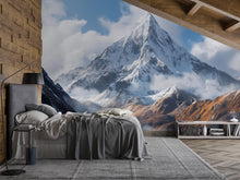 Load image into Gallery viewer, Snowy Mountain Peak Wallpaper Mural | Majestic 3D Winter Landscape Wall Art For Bedroom Or Office | Modern Nature Decor | Scenic Gift