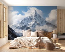 Load image into Gallery viewer, Snowy Mountain Peak Wallpaper Mural | Majestic 3D Winter Landscape Wall Art For Bedroom Or Office | Modern Nature Decor | Scenic Gift