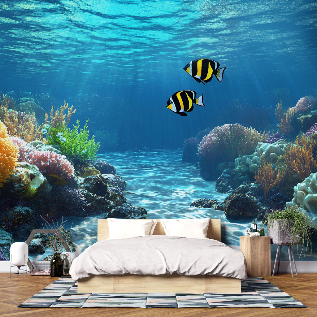 3D Ocean Underwater Wall Mural - Modern Bedroom & Living Room Decor - Stylish Gift for Birthdays, Holidays, or Nature Lovers