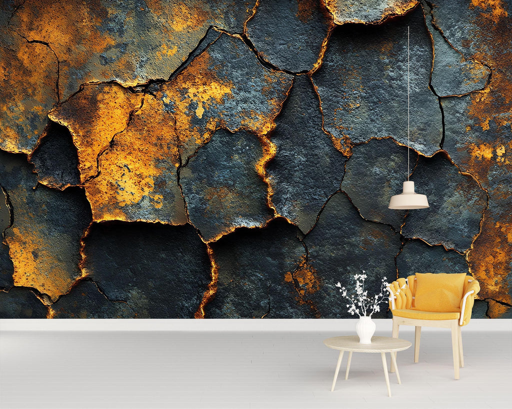 3D Cracked Earth Wall Mural - Industrial Chic Modern Decor - Unique Birthday or Holiday Gift for Stylish Homes