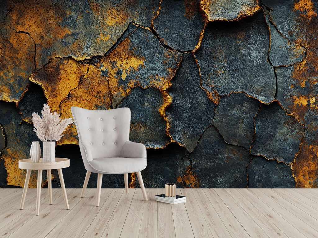 3D Cracked Earth Wall Mural - Industrial Chic Modern Decor - Unique Birthday or Holiday Gift for Stylish Homes
