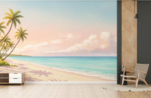 Load image into Gallery viewer, Palm Beach Wallpaper Watercolor Sea Palm Beach Mural with Ocean Beach Wall Art for Nursery Bedroom or Living Room 756RS