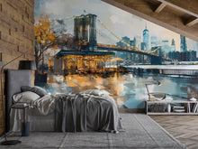 Load image into Gallery viewer, Cityscape Wall Mural - Brooklyn Bridge at Night Art Print Vn370